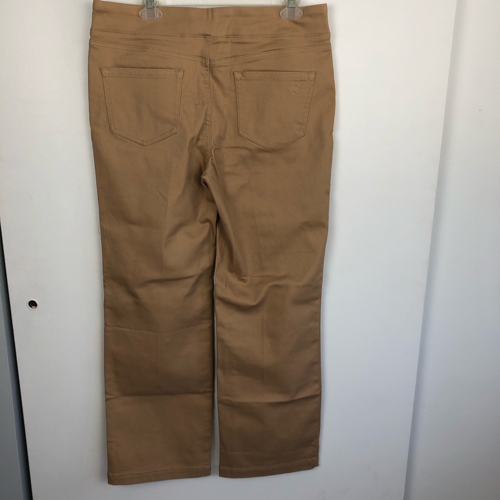 DG2 Stretch pull on Faux Button Front Wide-Leg Trouser Jeans Petite Large Tan - Picture 2 of 11